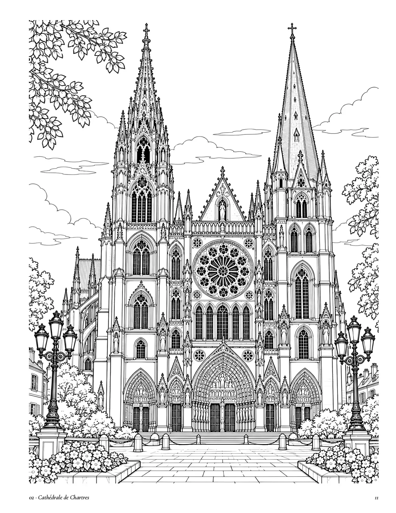 Planche à colorier : cathédrale de Chartres